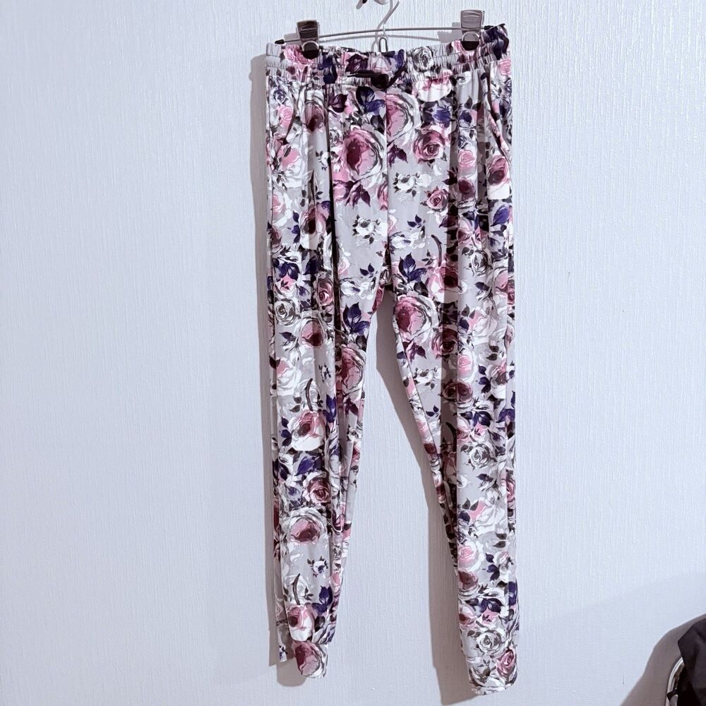 Floral Soft Jogger Pants Whimsy Garden Fairy Casual Pajama Cozy Boho Women's L